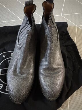 Fiorentini + Baker Metallic Black Leather Chelsea Booties